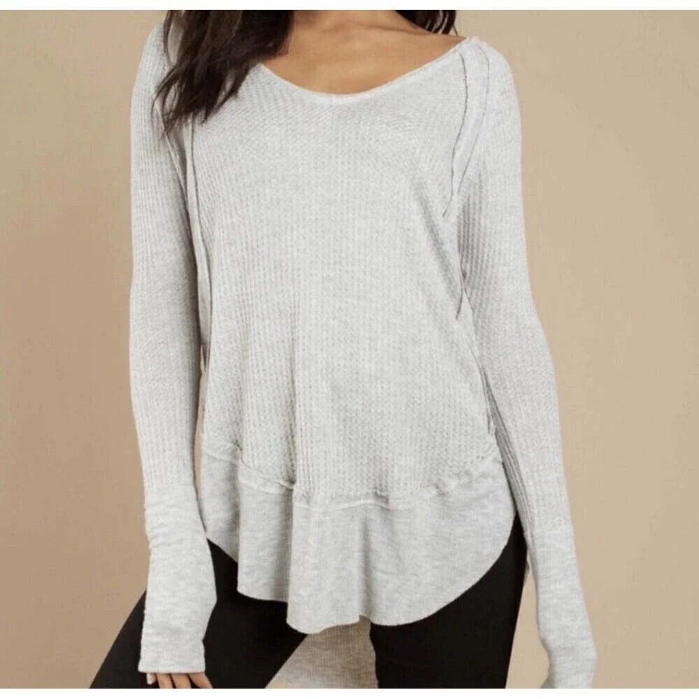 Free People Catalina Waffle Knit V-Neck Thermal Top Size Small We the Free